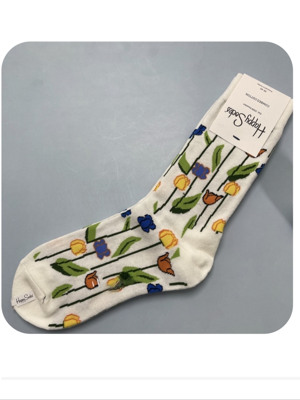 Floral Happy Socks-Crew Sock
